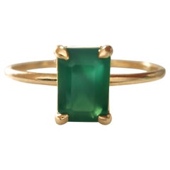 0.56ct natural Emerald Solitaire Ring 18K Yellow Gold Stackable  gift Design
