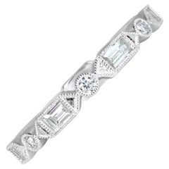 0.56ct Round Brilliant Cut & Baguette Cut Diamond Eternity Band Ring, Platinum