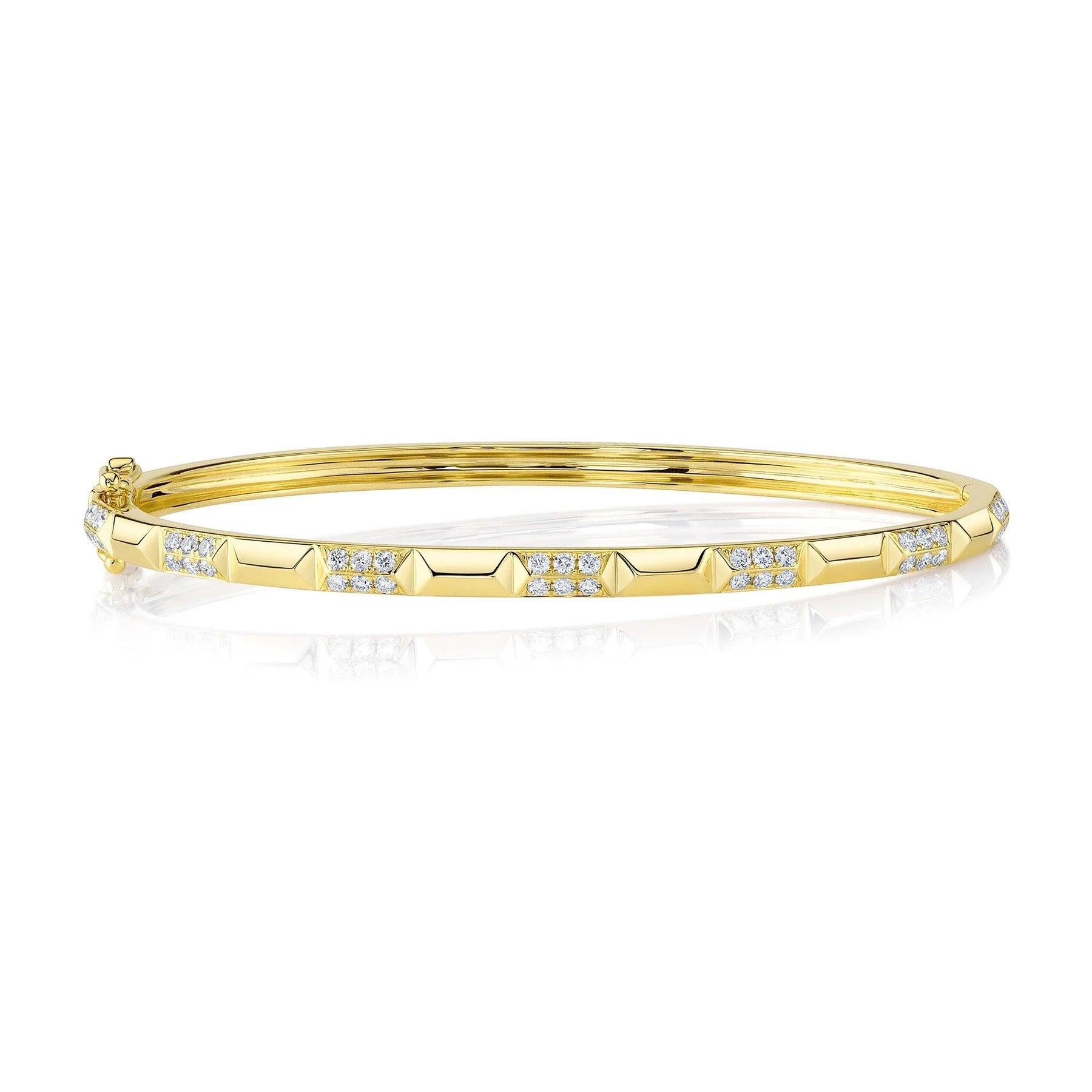 0.56ct Round Brilliant Cut Diamond Geometric Bangle Bracelet For Sale