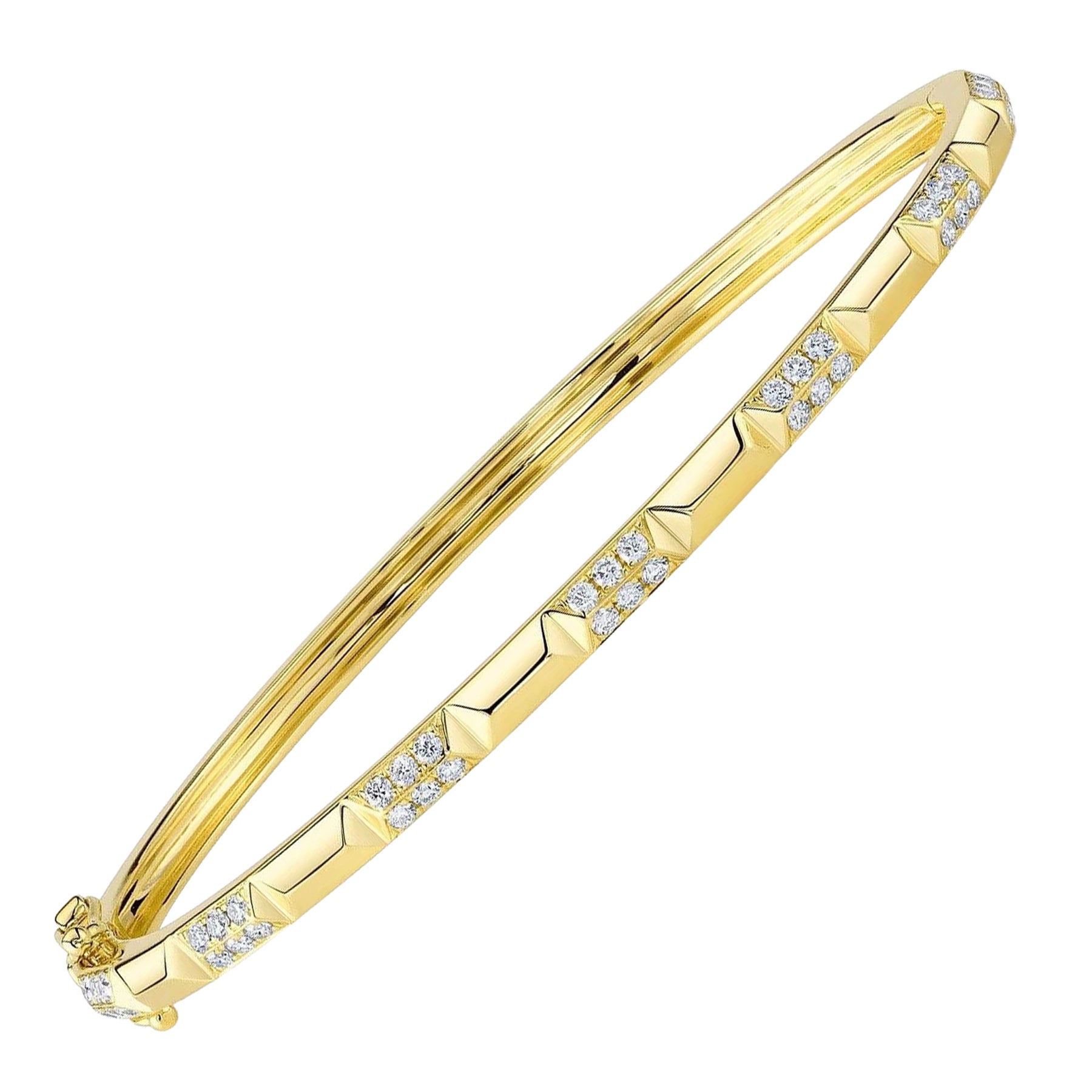 0.56ct Round Brilliant Cut Diamond Geometric Bangle Bracelet