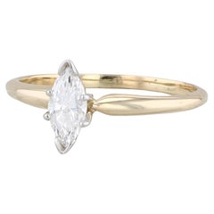 0.56ct VS2 Marquise Solitaire Diamond Engagement Ring 14k Yellow Gold Size 9