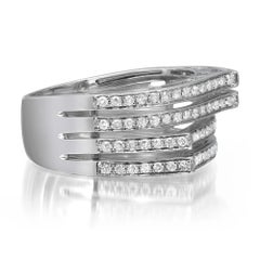 0.56cttw Round Diamond Multi Row Fancy Band Ring 14k White Gold