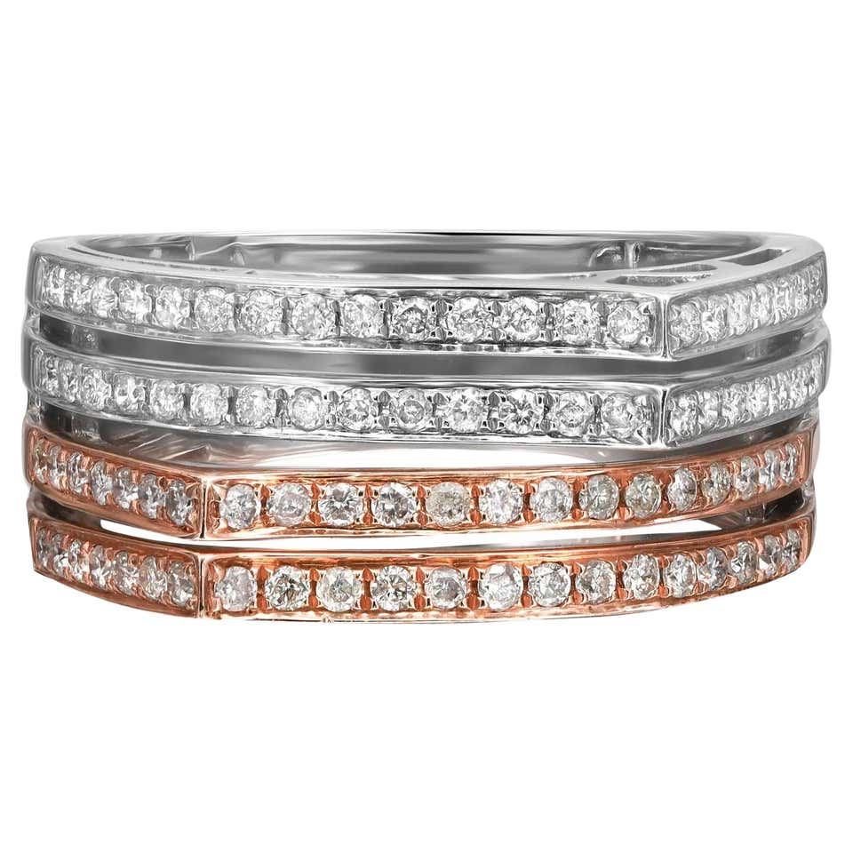 Customizable 14K White Gold 4.0 Cttw Diamond Multi Row Scatter Band ...