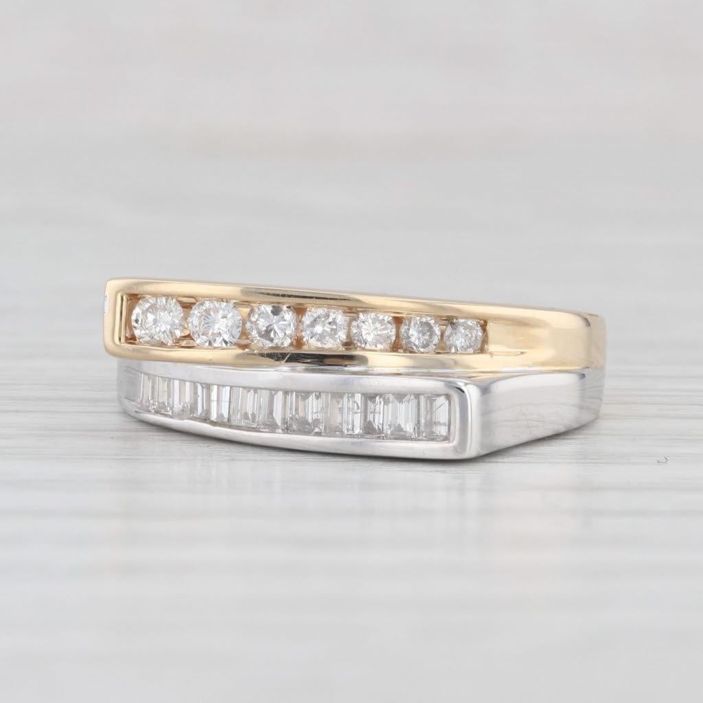 0,56ctw 2-Ton Bypass Ring 14k Gelb Weißgold Größe 7 stapelbar Band Damen