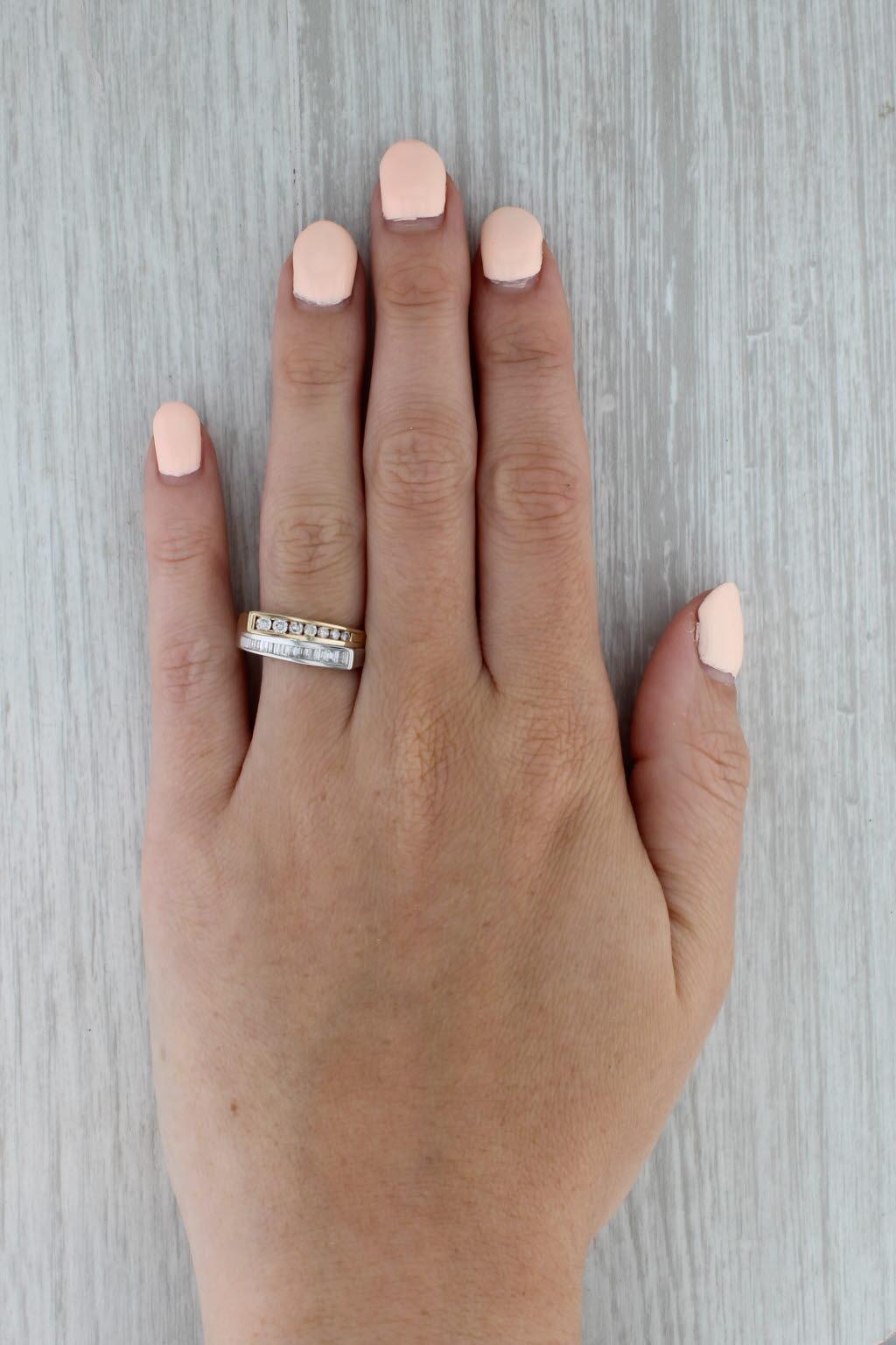 0,56ctw 2-Ton Bypass Ring 14k Gelb Weißgold Größe 7 stapelbar Band 2