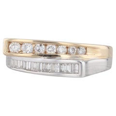 0.56ctw 2-Toned Bypass Ring 14k Yellow White Gold Size 7 Stackable Band