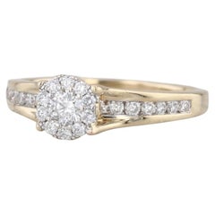 0,56ctw Diamond Cluster Verlobungsring 14k Gelbgold Größe 8,5 Kathedrale Band