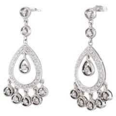0.56ctw Diamond Fringe Teardrop Dangle Earrings 14k White Gold