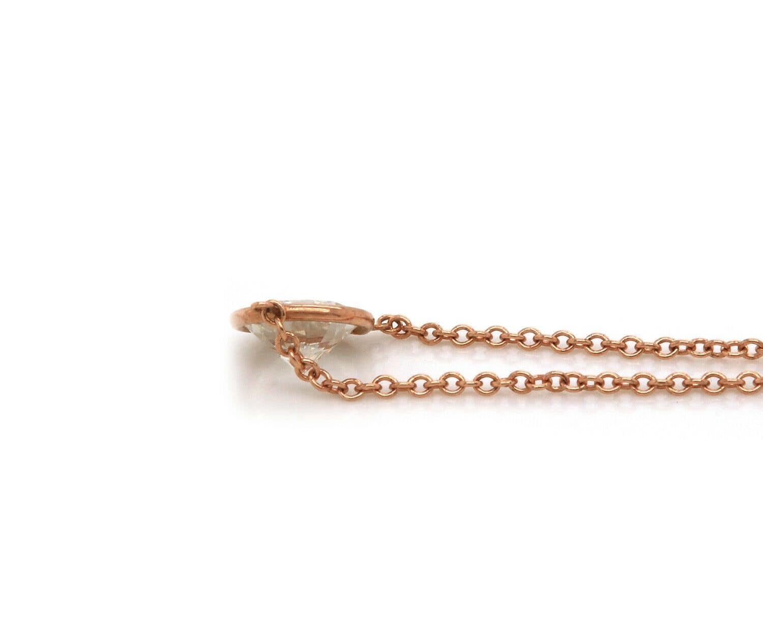Women's 0.56ctw Diamond Solitaire Pendant Necklace 14K Rose Gold W/ Cert For Sale