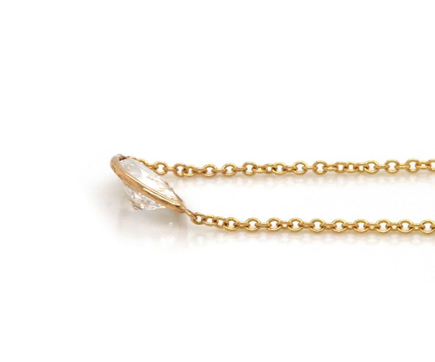 Solitär-Halskette aus 14 Karat Gelbgold mit 0,56 Karat Diamant im Marquiseschliff im Zustand „Hervorragend“ im Angebot in Vienna, VA