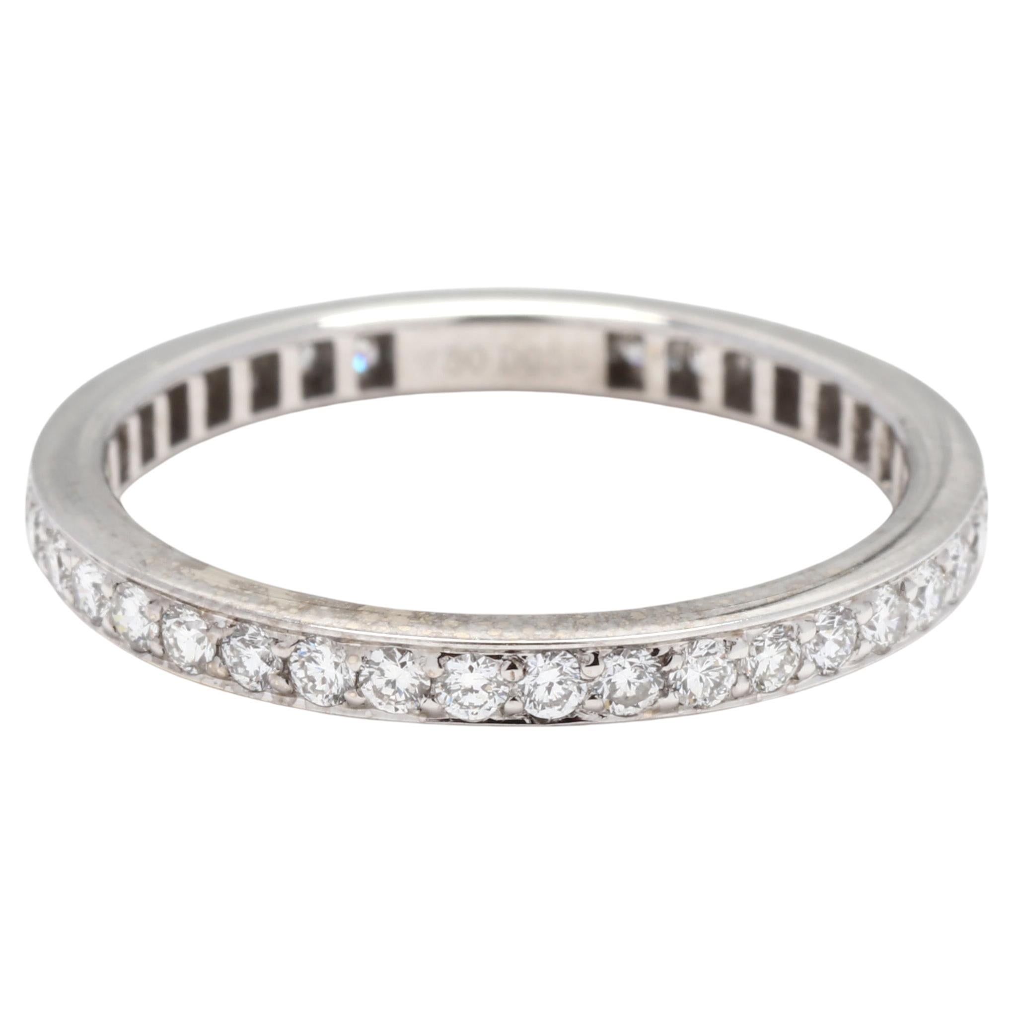 0.56ctw Thin Diamond Eternity Wedding Band, 18KT White Gold, Ring Size 6.5 For Sale