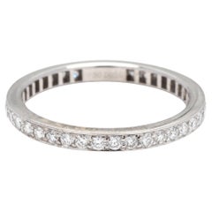 Vintage 0.56ctw Thin Diamond Eternity Wedding Band, 18KT White Gold, Ring Size 6.5