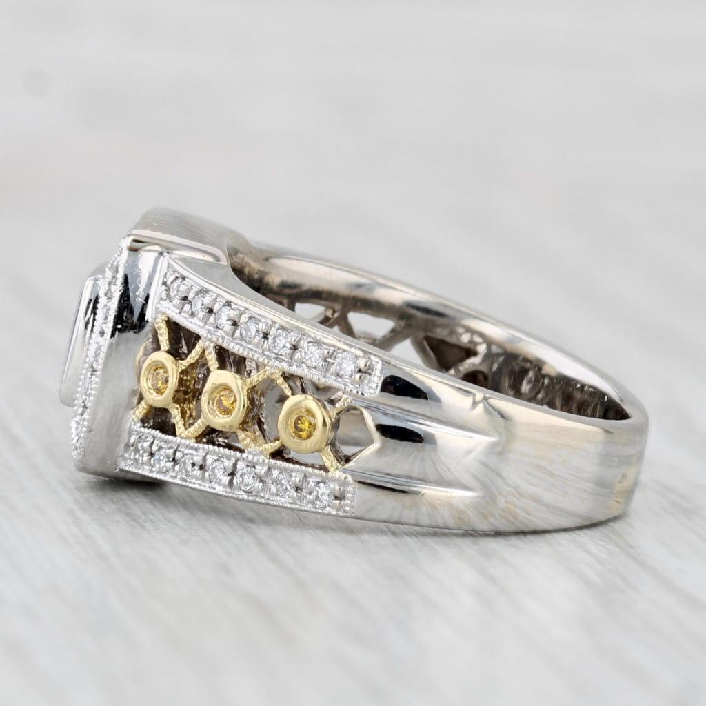 0.56ctw White Yellow Diamond Princess Engagement Ring 18k Gold Size 7.5 Unisexe en vente
