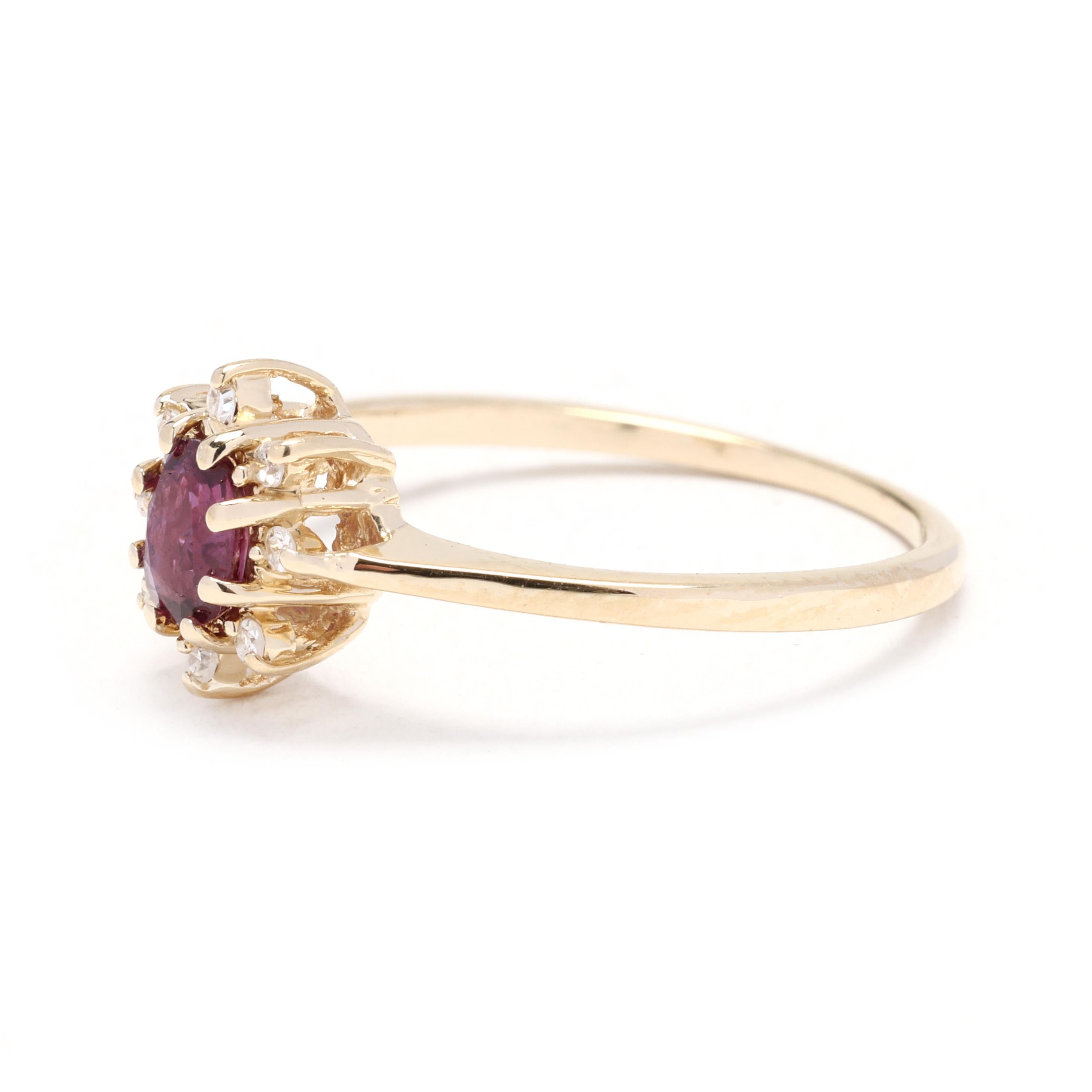 0.56tw Diamond and Ruby Cocktail Ring, 14k Yellow Gold, Ring Size 6.25 In Good Condition For Sale In McLeansville, NC