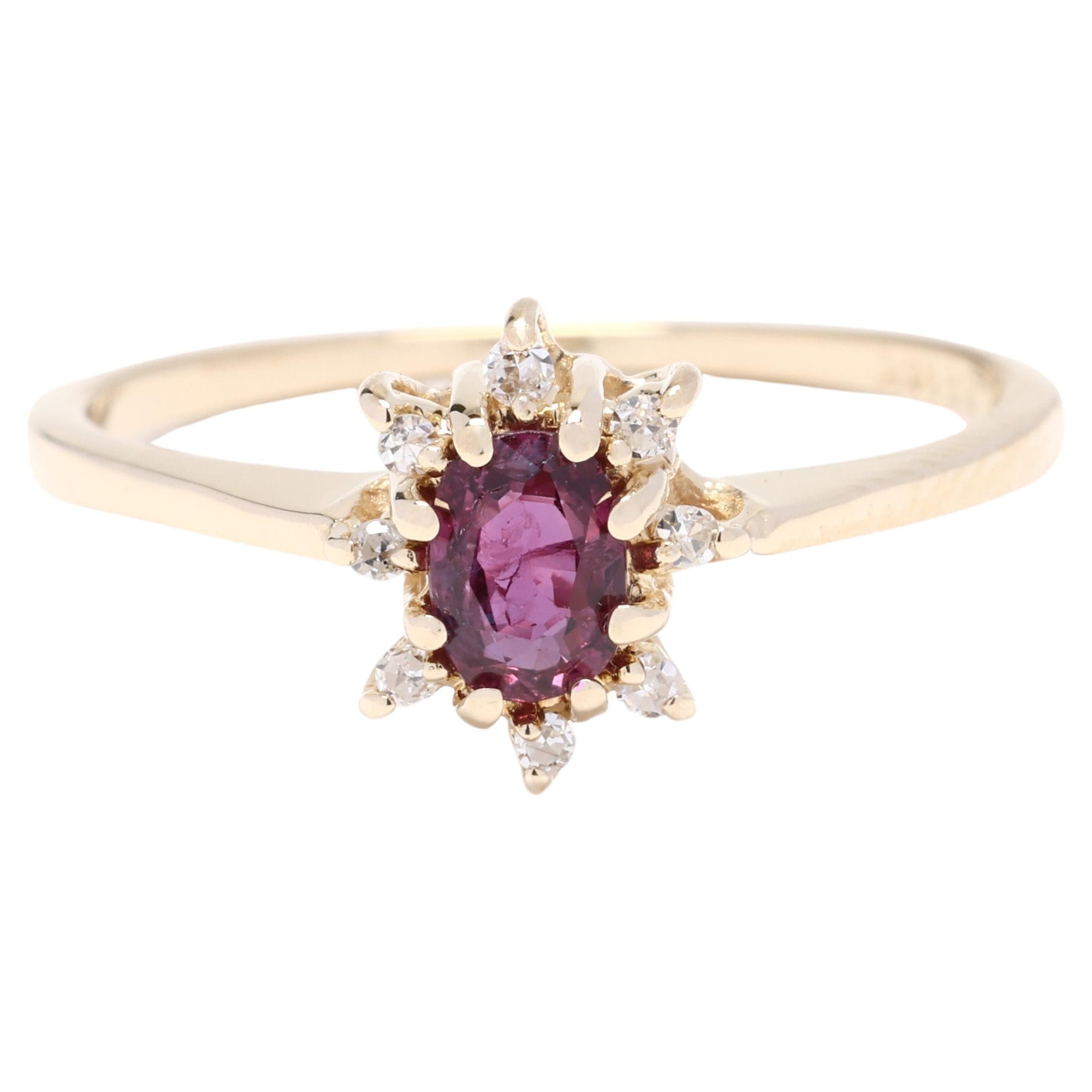 0.56tw Diamond and Ruby Cocktail Ring, 14k Yellow Gold, Ring Size 6.25 For Sale