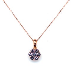 Alexandrite Floral Cluster Pendant Necklace, .57 Carat Total in 14k Yellow Gold