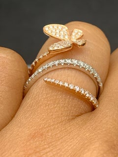 0.57 Carat Brilliant Cut Diamond Butterfly Ring in 18K Mixed Gold