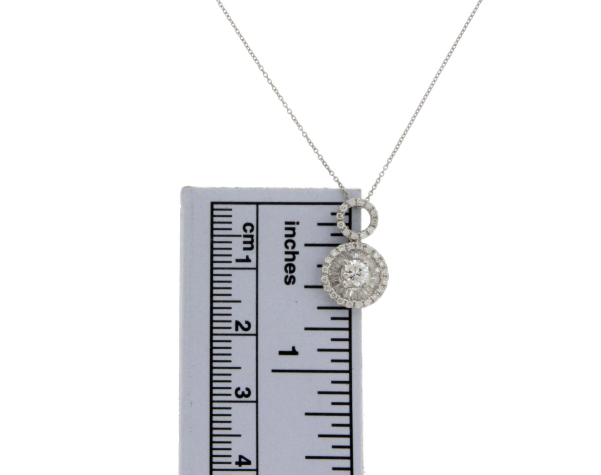 Women's or Men's 0.57 Carat Diamond 18 Karat Gold Round Pendant 14 Karat Gold Chain Necklace For Sale