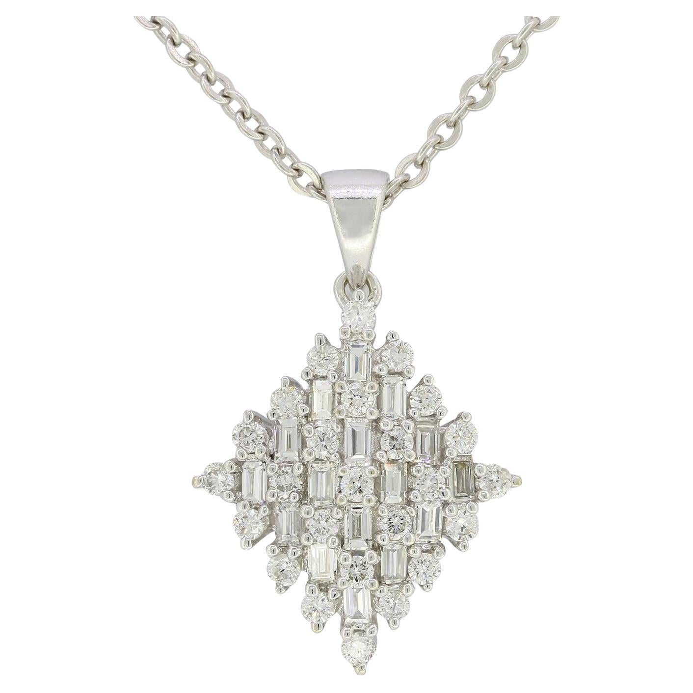 0.57 Carat Diamond Cluster Pendant Necklace