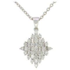 0.57 Carat Diamond Cluster Pendant Necklace