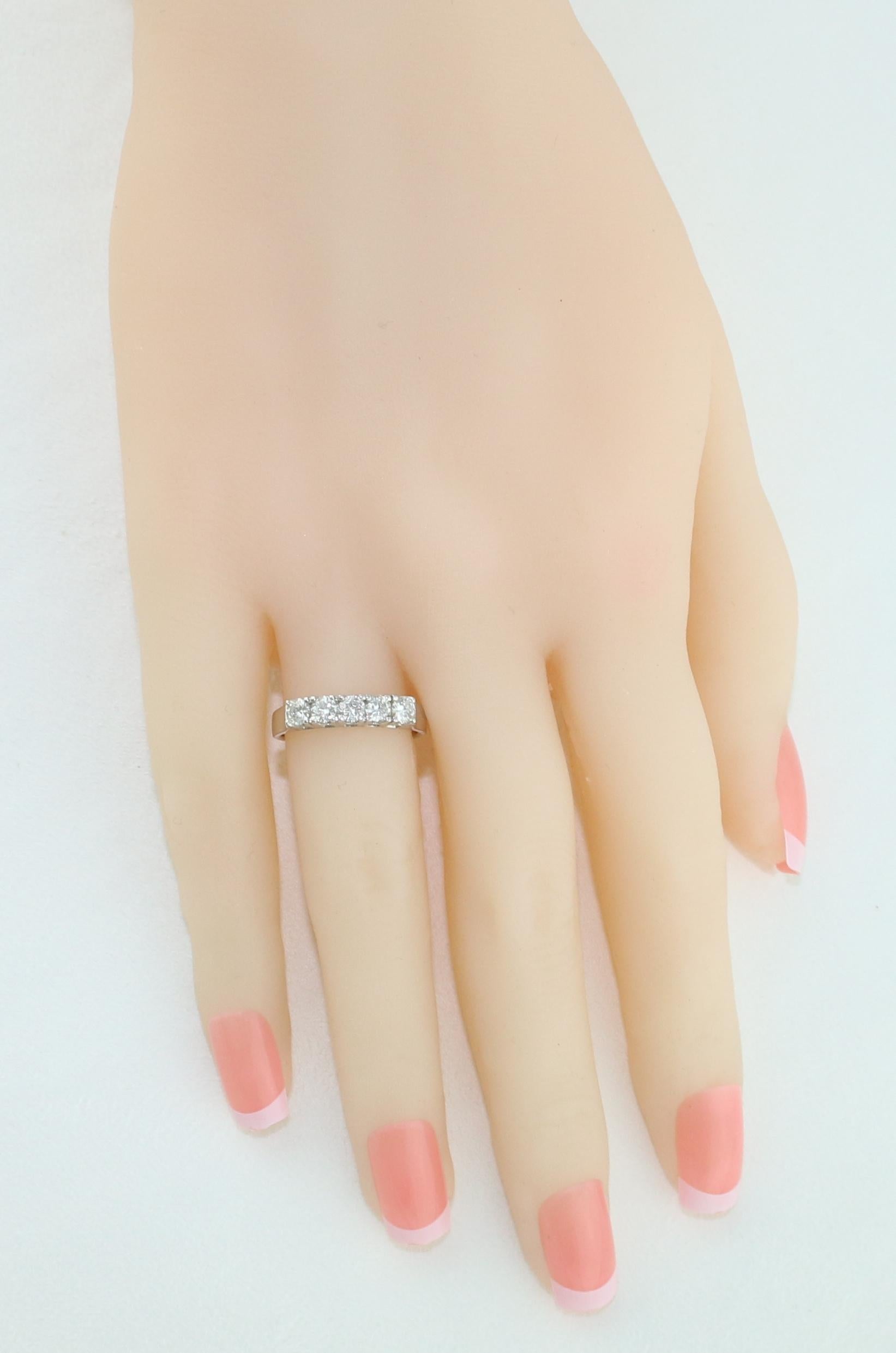 Women's 0.57 Carat Diamond Five-Stone Gold Half Band Ring For Sale