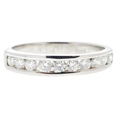 0.57 Carat Diamond Wedding Band Ring in 14 Karat White Gold