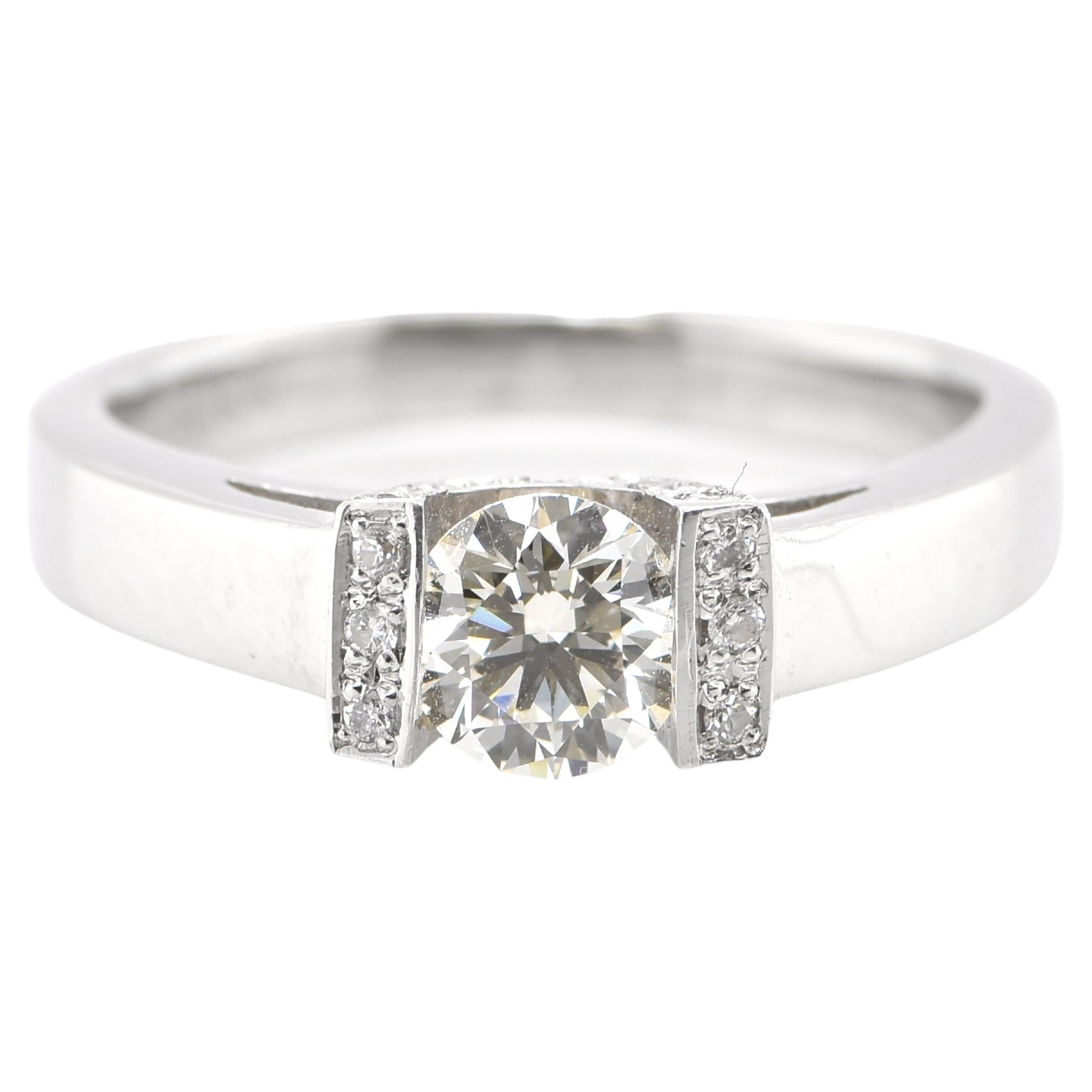 0.57 Carat Natural Diamond Engagement Ring Set in Platinum For Sale