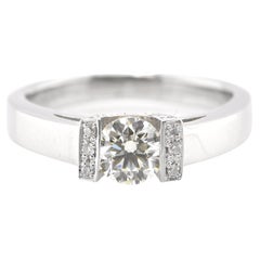 0.57 Carat Natural Diamond Engagement Ring Set in Platinum