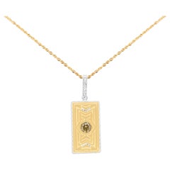 0.57 Carat Round Cognac Color Diamond Men's Fashion Pendant 14 Karat Gold