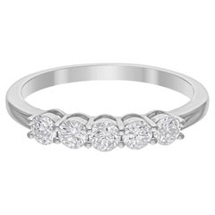 0,57 Karat SI Reinheit HI Farbe runder Diamant 5 Stein 18 Karat Weißgold Ring