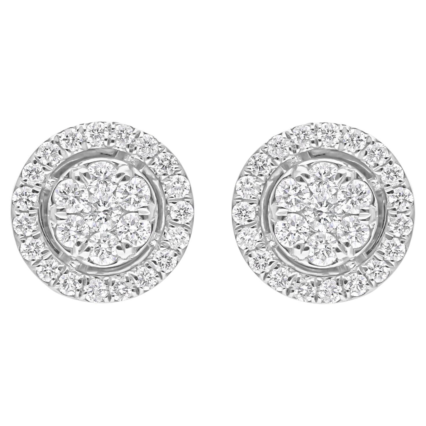 Orecchini con diamanti da 0,57 carati SI/H taglio brillante rotondo, oro bianco 14 carati