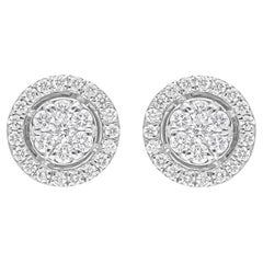 Orecchini con diamanti da 0,57 carati SI/H taglio brillante rotondo, oro bianco 14 carati