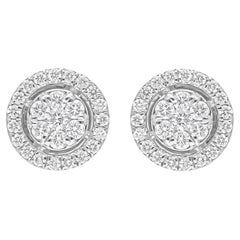 0.57 Carat SI/H Round Brilliant Cut Diamond Stud Earrings 18 Karat White Gold