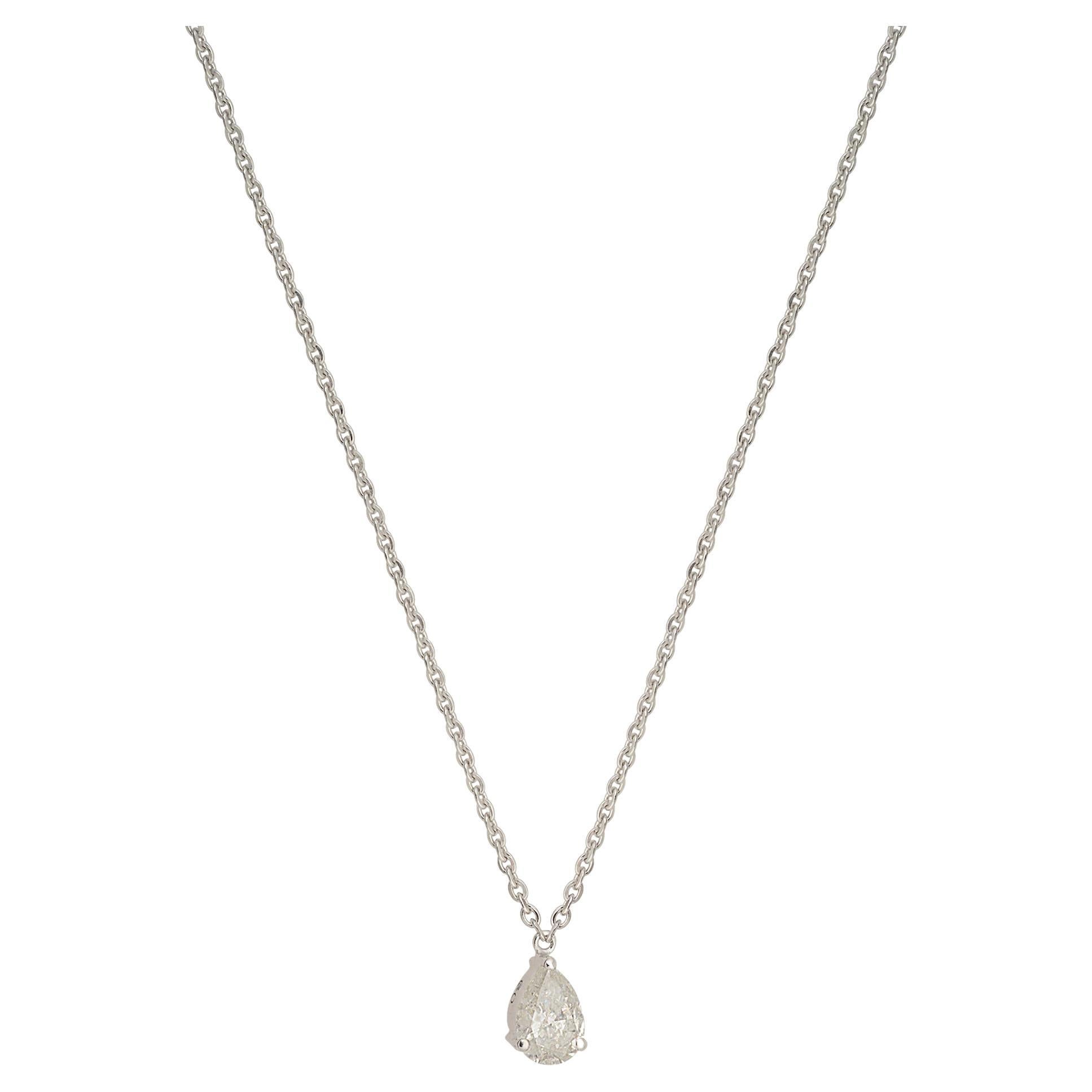 0,57 carati SI/HI Diamante a forma di pera Collana con ciondolo in oro bianco 14 carati