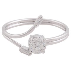 0.57 Carat SI/HI Round Baguette Diamond Promise Ring 10 Karat White Gold Jewelry