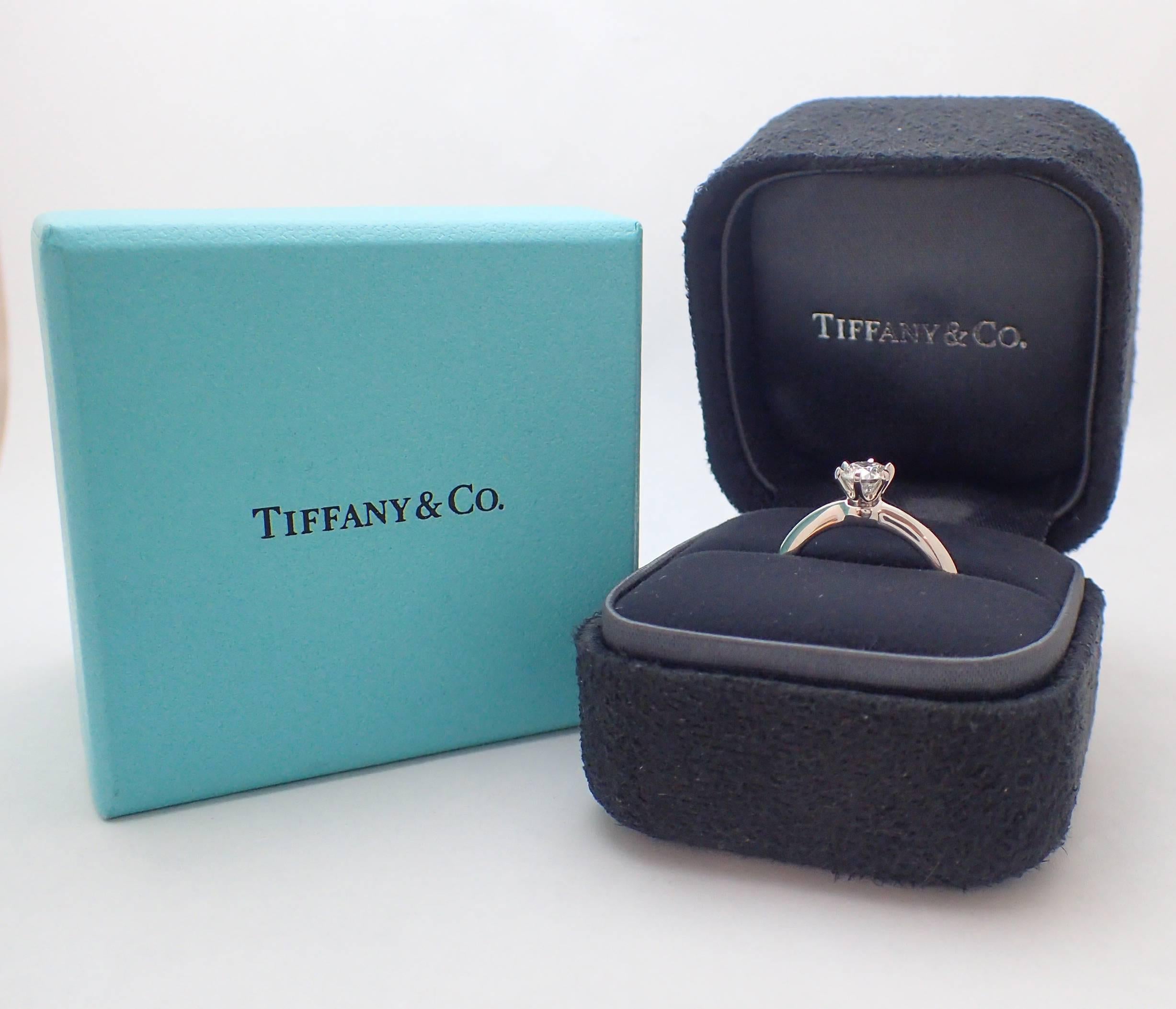 Women's or Men's 0.57 Carat Tiffany & Co. Solitaire Diamond Engagement Ring