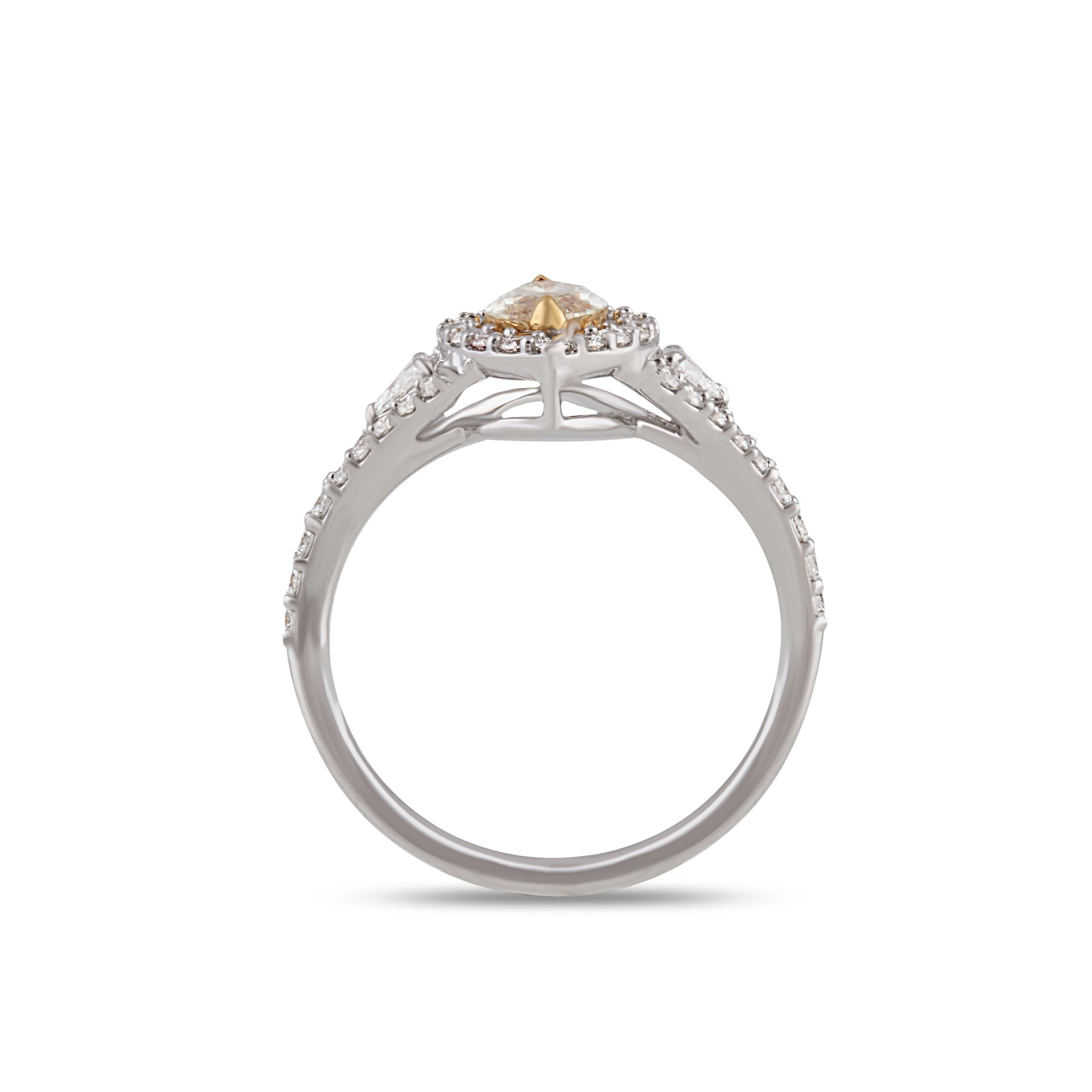 Women's Studio Rêves  0.57 Carat Yellow Marquise Engagement Ring in 18 Karat Gold For Sale