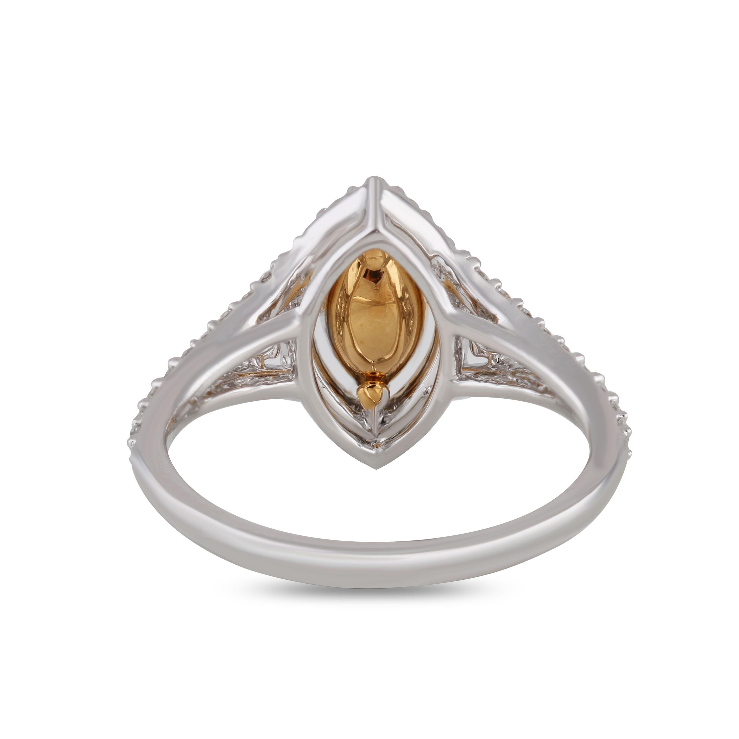 Studio Rêves  0.57 Carat Yellow Marquise Engagement Ring in 18 Karat Gold For Sale 1