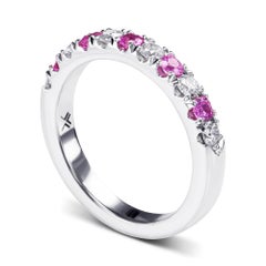0.57 cts tw Pink Sapphire and Diamond Round Brilliant Diamond Wedding Band Ring