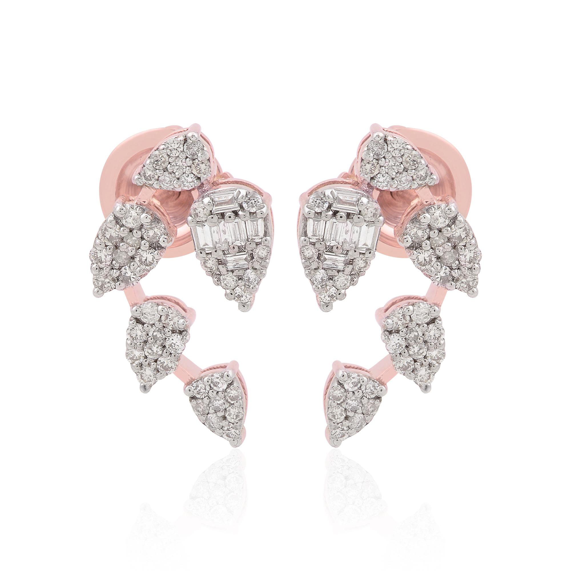 Item Code :- SEE-1757 (14K)
Gross Weight :- 2.87 gm
14k Rose Gold Weight :- 2.76 gm
Diamond Weight :- 0.57 carat  ( AVERAGE DIAMOND CLARITY SI1-SI2 & COLOR H-I )
Earrings Length :- 17 mm approx.
✦ Sizing
.....................
We can adjust most