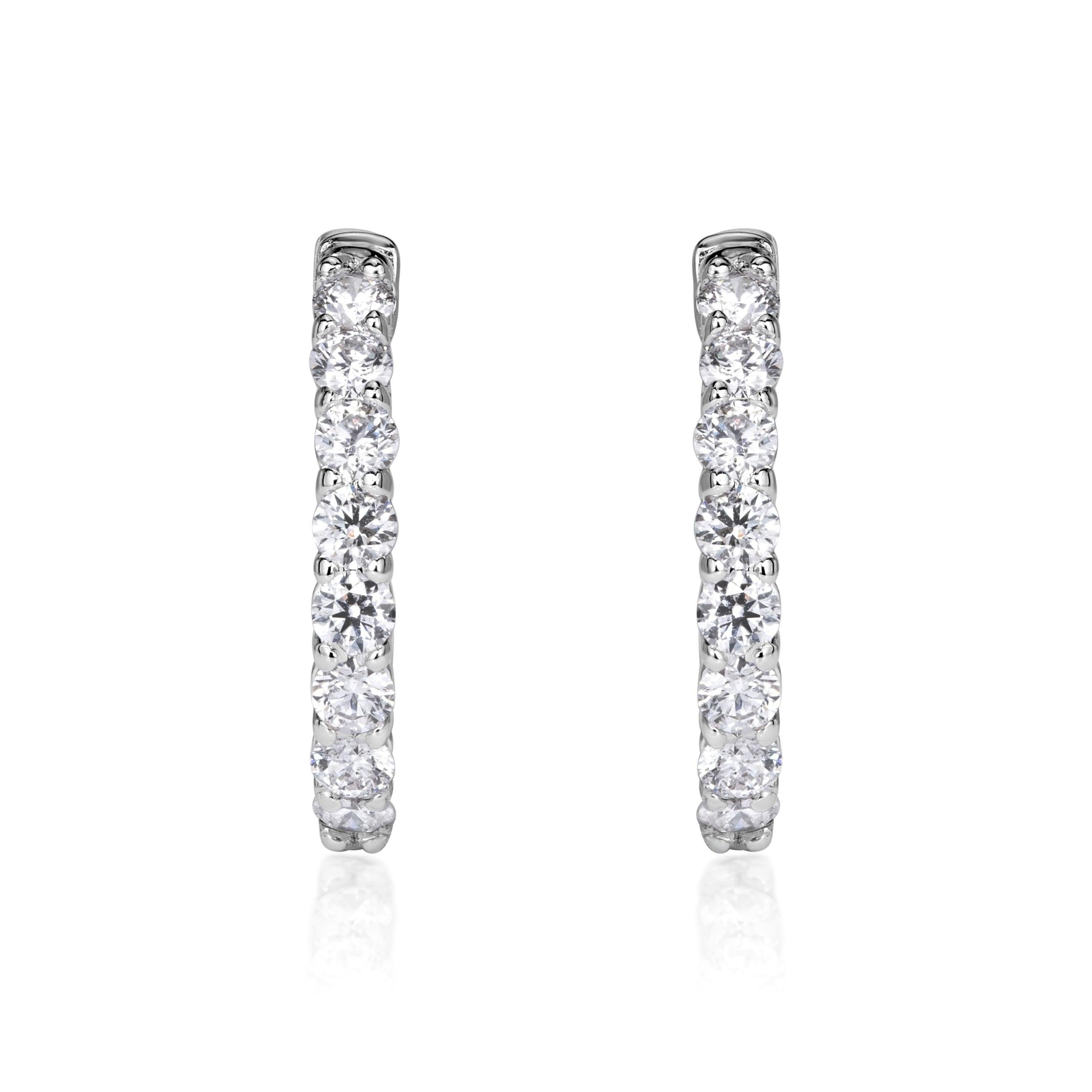 0.57ct 0.5 inch Diamond Hoop Earrings For Sale