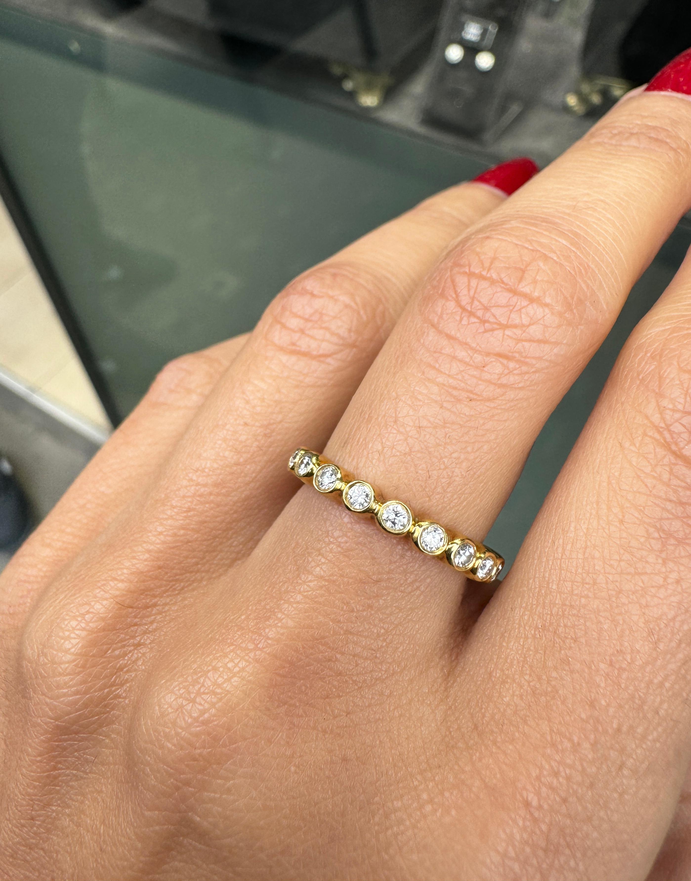 0.57ct Diamond and 18 Carat Yellow Gold Full Eternity Stacking Ring In Excellent Condition For Sale In London, GB