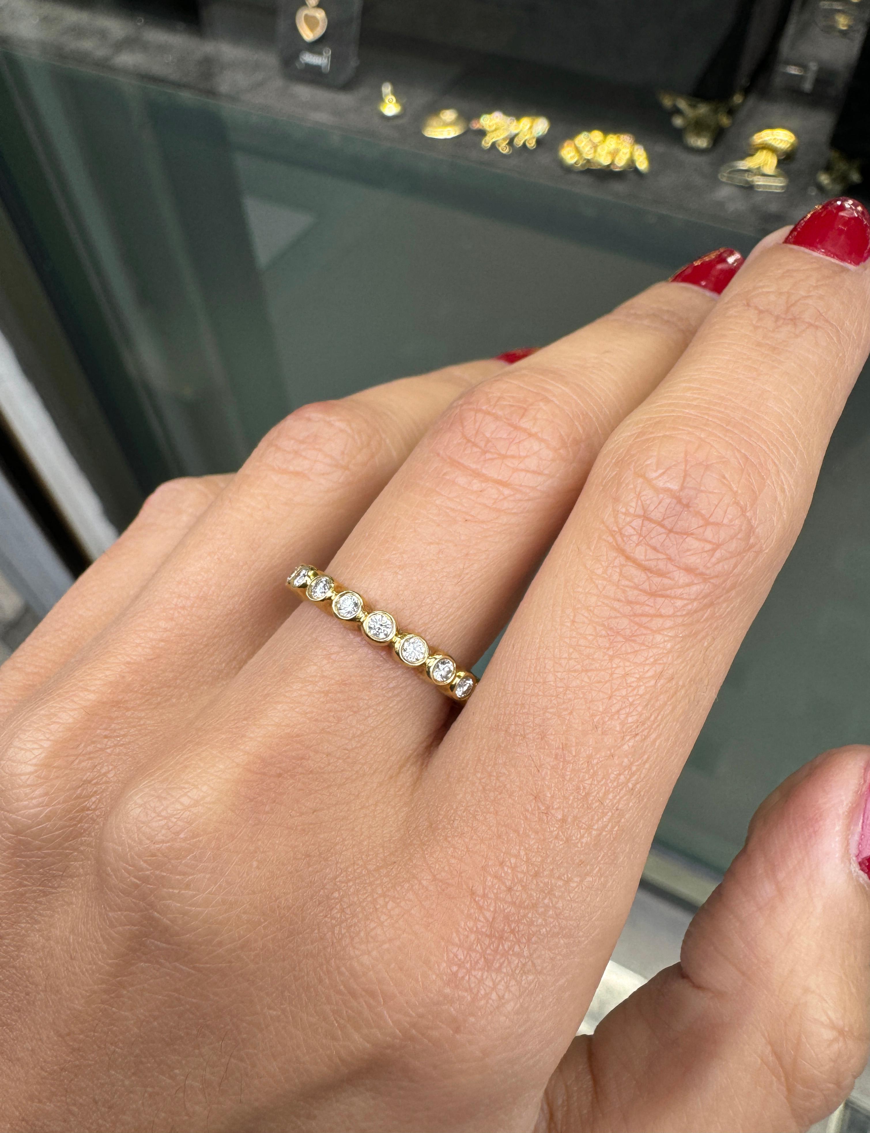 Women's or Men's 0.57ct Diamond and 18 Carat Yellow Gold Full Eternity Stacking Ring For Sale