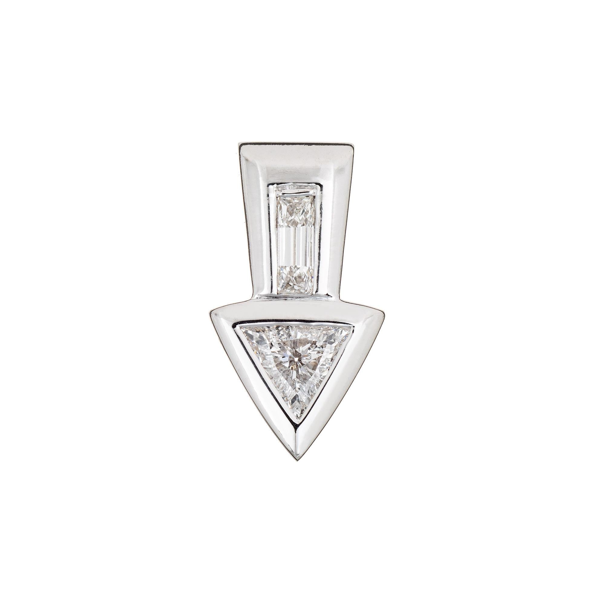 0.57ct Diamond Arrow Pendant Estate 14k White Gold Charm Fine Vintage Jewelry In Good Condition In Torrance, CA