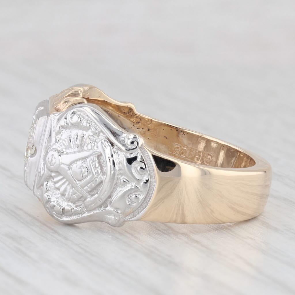 0,57 Karat Diamant Past Master Ring 14k Gold Größe 11,5 Masonic Signet Quadratischer Kompass 1