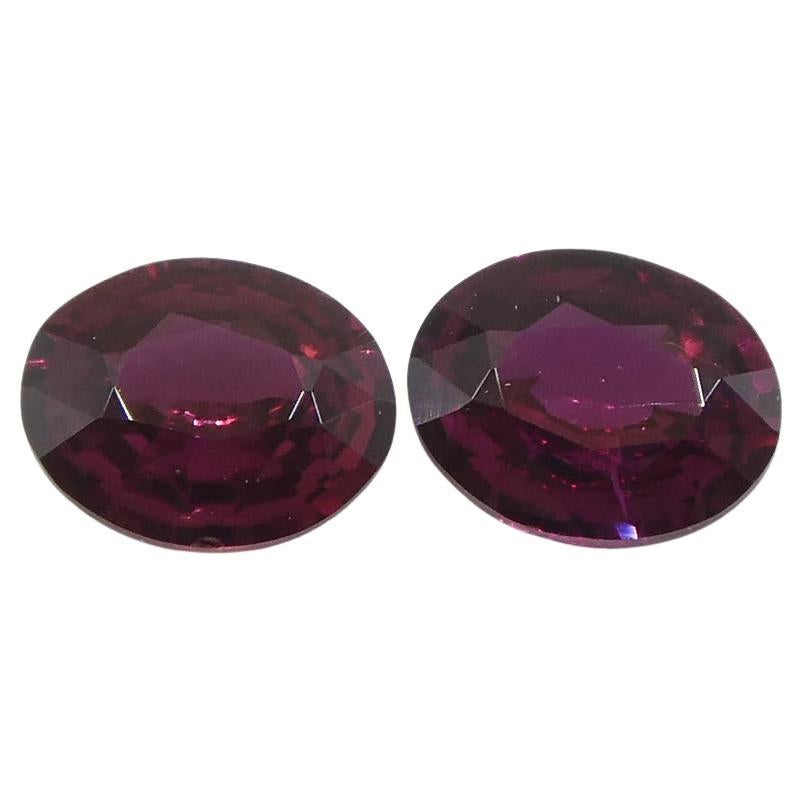 0.57ct Pair Oval Purple Sapphire from Thailand For Sale