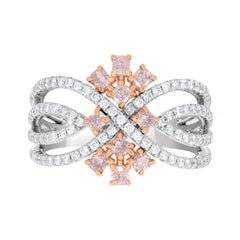 0.57ct Pink Diamond Ring with 0.47tct Diamonds Set in 14K Two Tone Gold