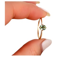 0.57ct Rita 14kt Yellow Gold Green Tea Teal Sapphire Radiant Solitaire Ring