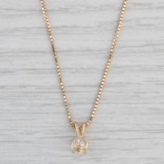 0.57ct Round Diamond Solitaire Pendant Necklace 14k Yellow Gold 20.5" Box Chain