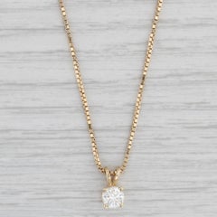 0.57ct Round Diamond Solitaire Pendant Necklace 14k Yellow Gold 20.5" Box Chain